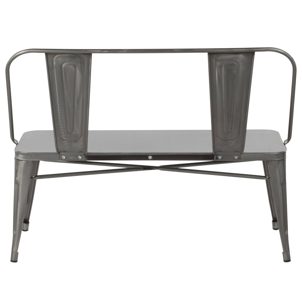 Clear Brushed Silver Metal Bench G9896