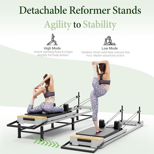 Foldable Pilates Reformer Machine with Adjustable Heights M779115