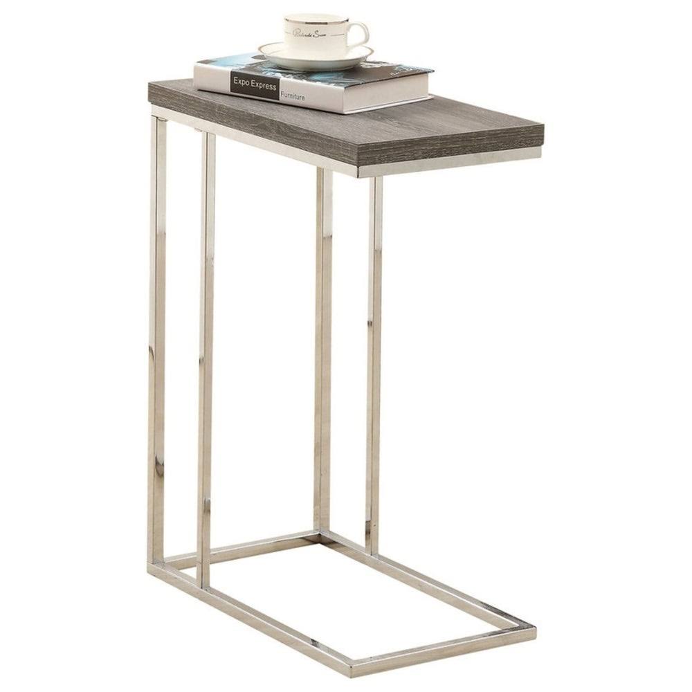 Dark Taupe Chrome Metal Accent Table T8662