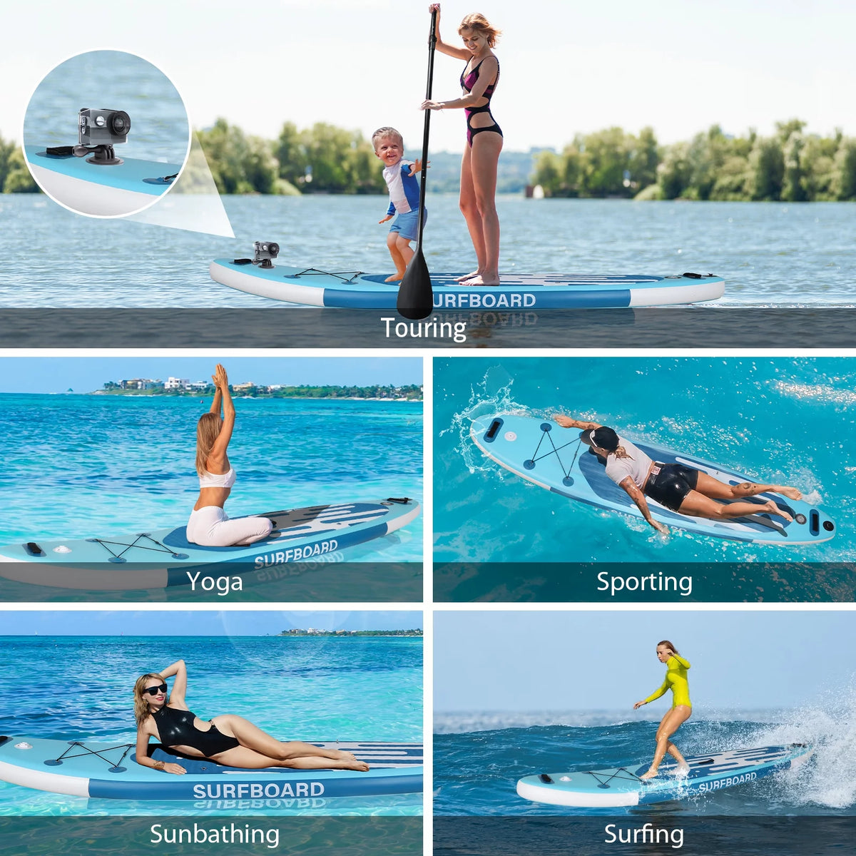 11 Ft Inflatable Stand Up Paddle Board and Sit-on Kayak Set K720