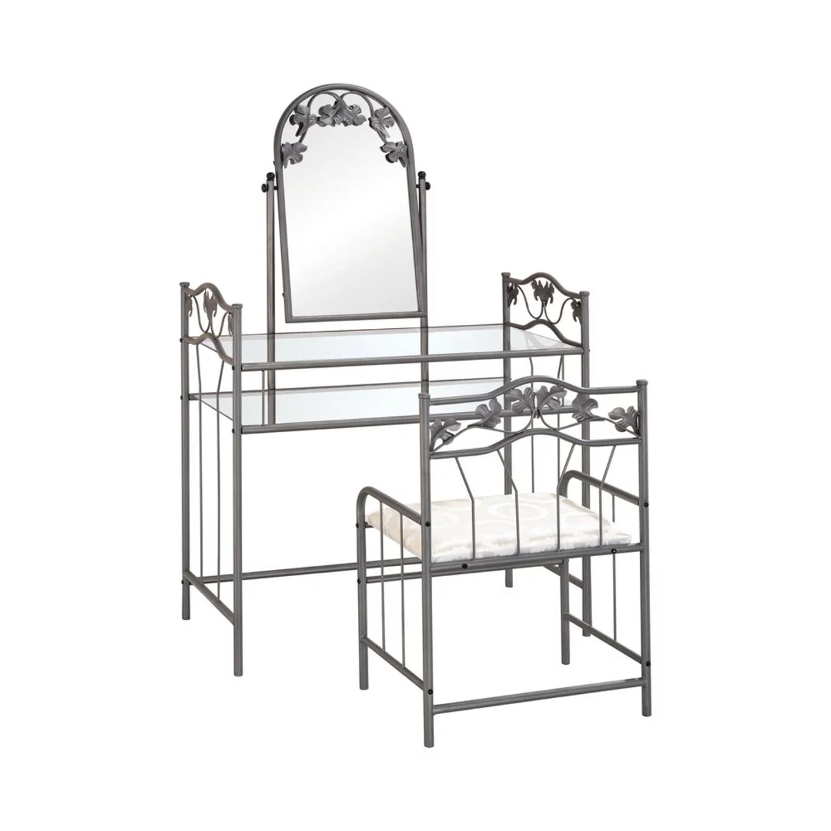 Metal Vanity Set with Glass Top S88258