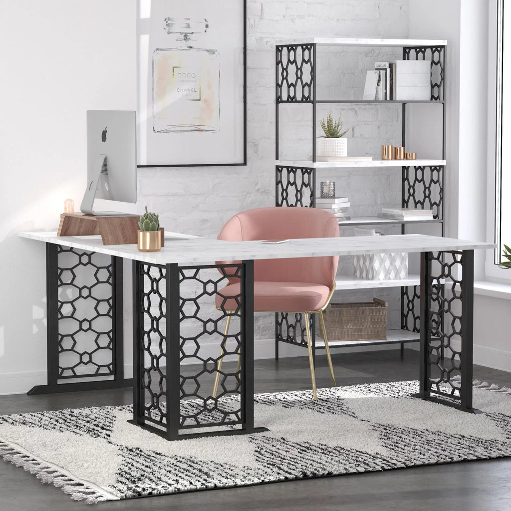White Faux Marble Desk X678380