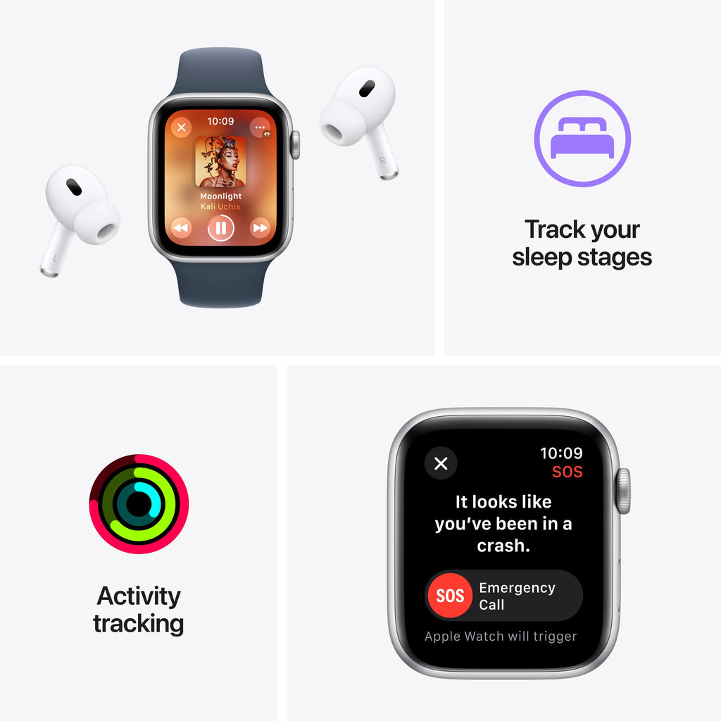 Midnight Aluminum Case Apple Watch SE GPS 44mm with Midnight Sport Band W801