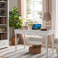Cottage White Writing Desk with Center Keyboard Drawer Y416912