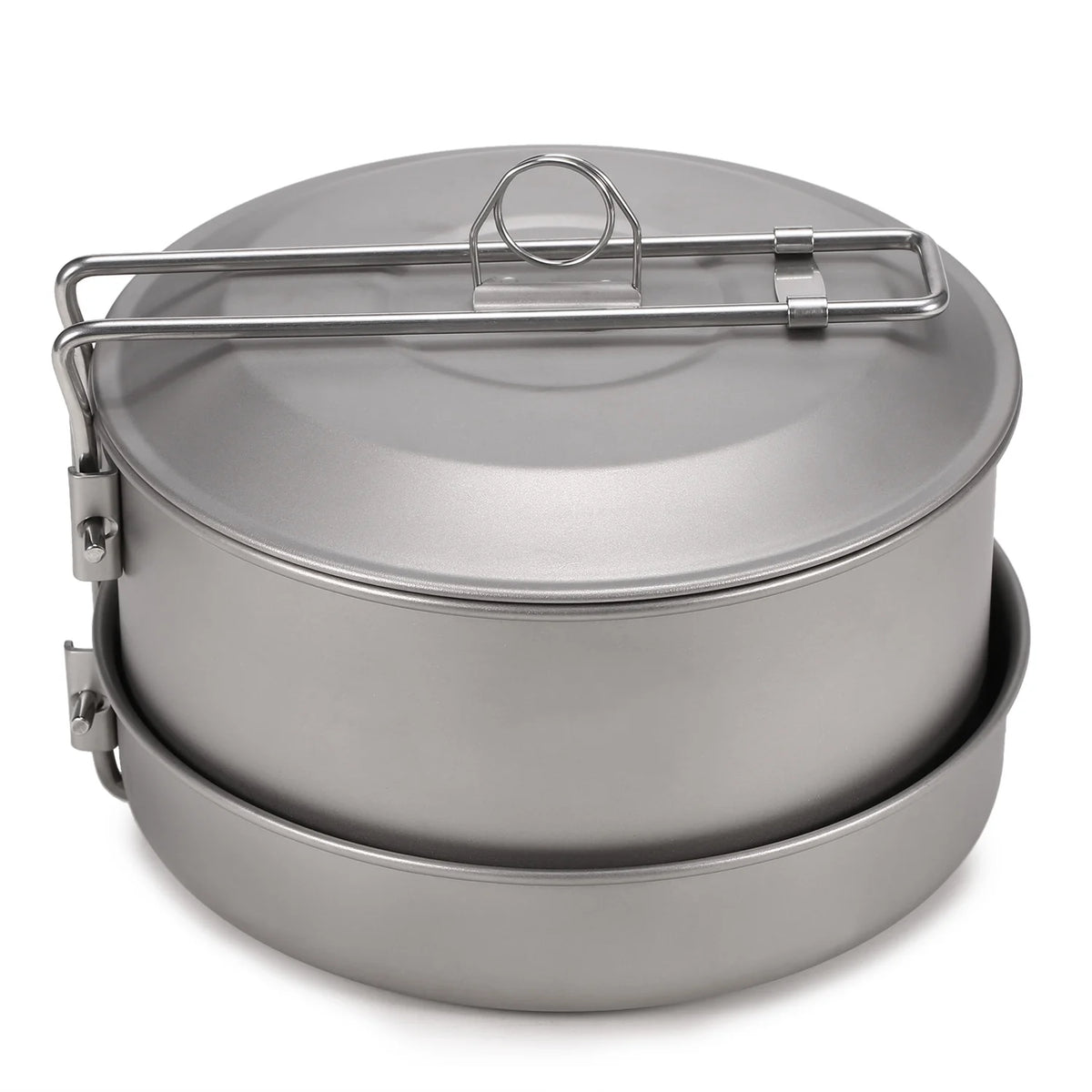 Titanium Pot and Fry Pan Set with Lid and Foldable Handles Y867883