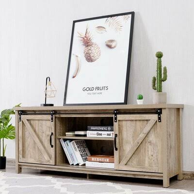 TV Stand with Cabinet Sliding Barn Door B628