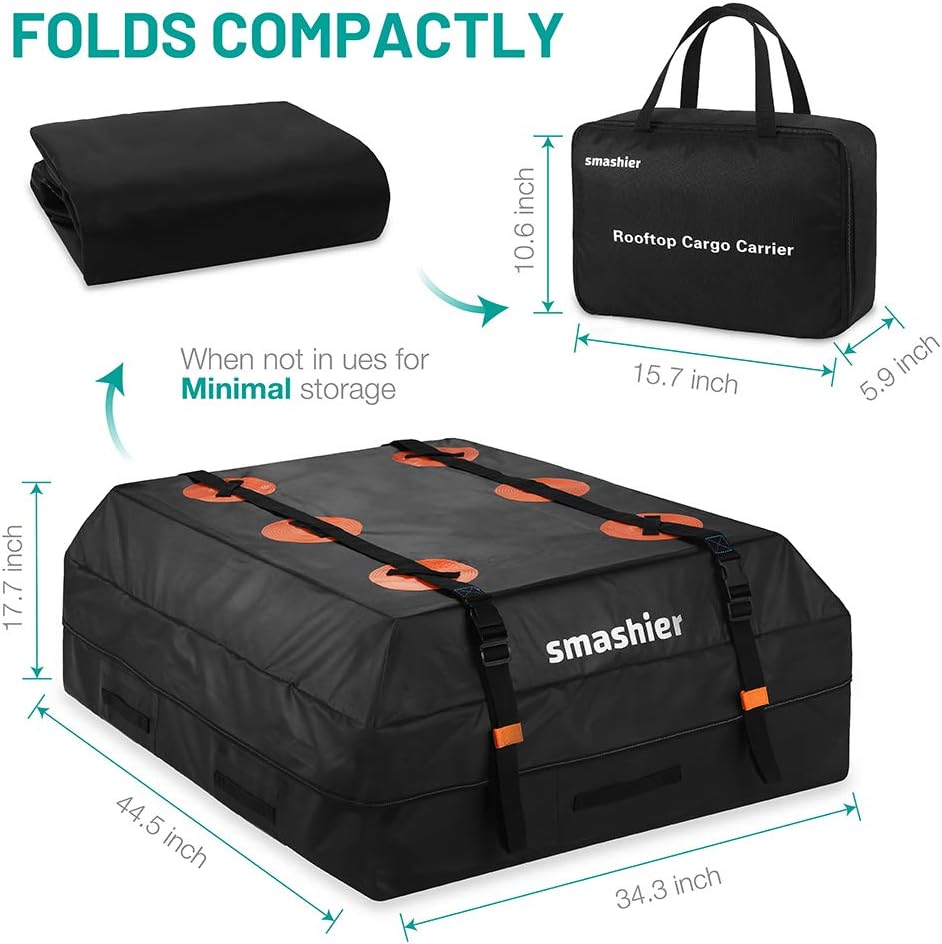 16 Cubic Feet Waterproof Nylon Roof Cargo Carrier Bag B6798