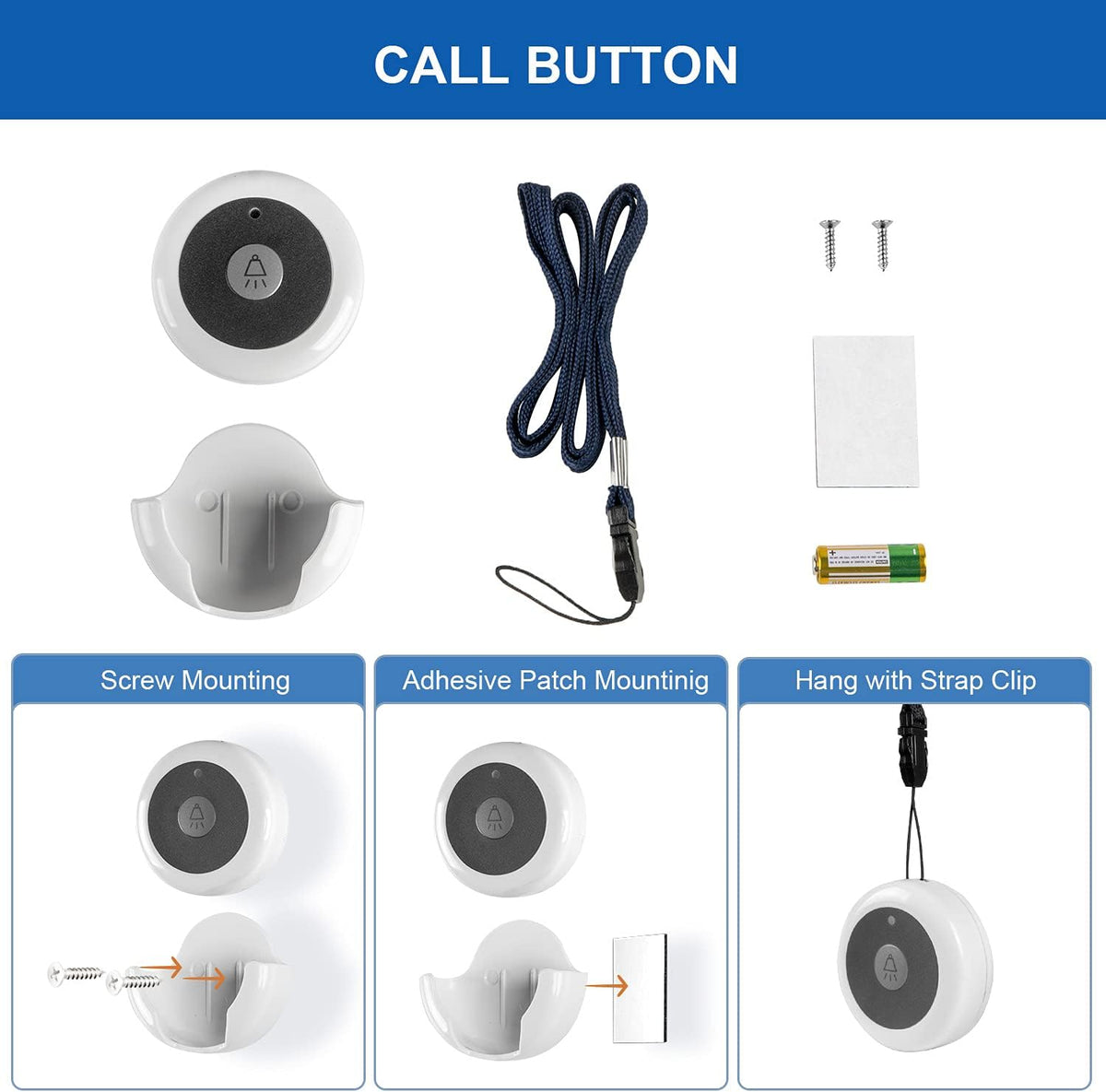 Wireless Calling System with 10 Waterproof Call Buttons and 1 Monitoring Unit X5372