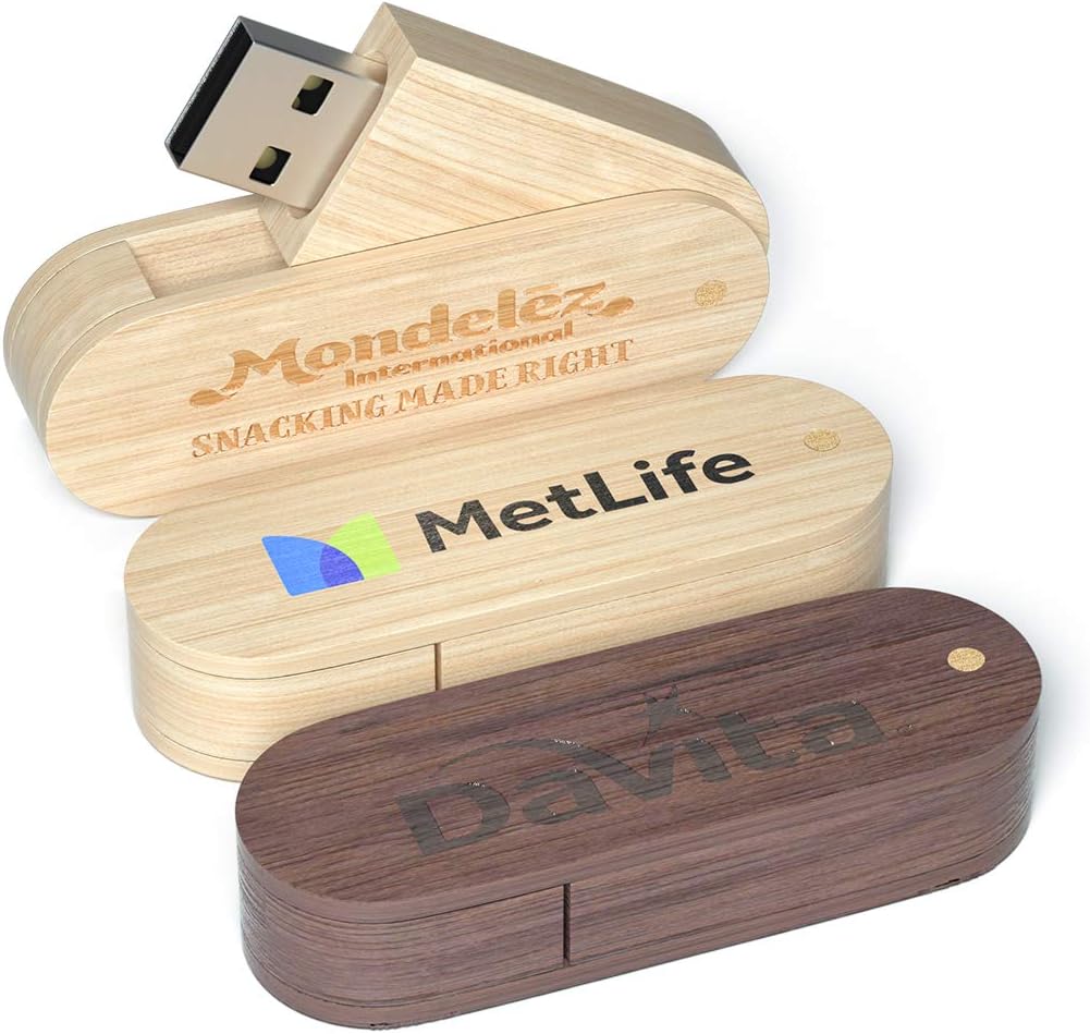 Custom Swivel Wooden USB 2.0 Flash Drive 128MB 50 Pack F907