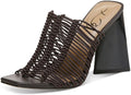 Caviar Brown Block Heel Slip On Squared Toe Mules A636