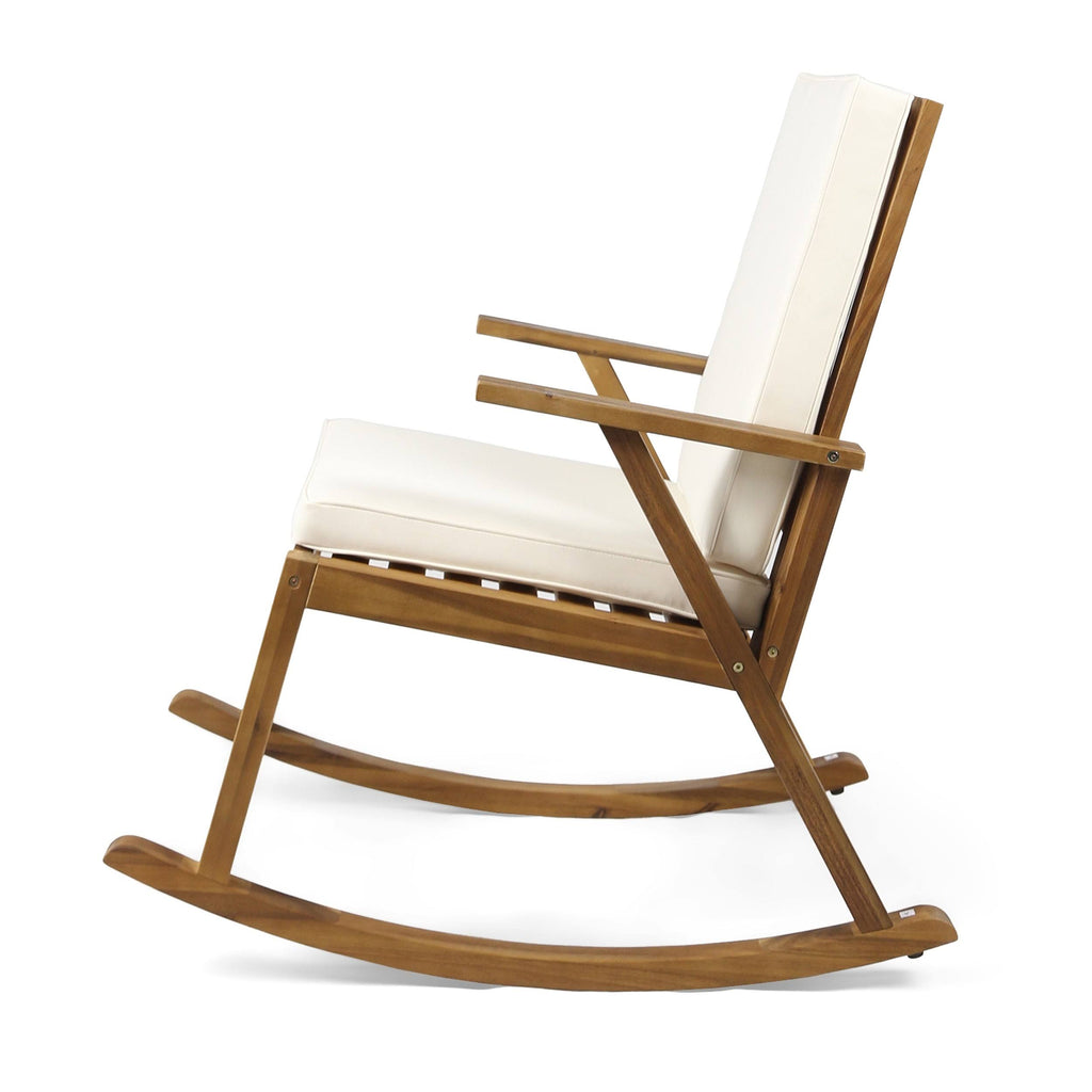 Acacia Wood Rocking Chair and Side Table Teak Finish Q63527