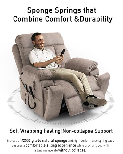 Large Power Lift Recliner Chair with Heated and Massage, 26in Extra Wide Seat P4057
