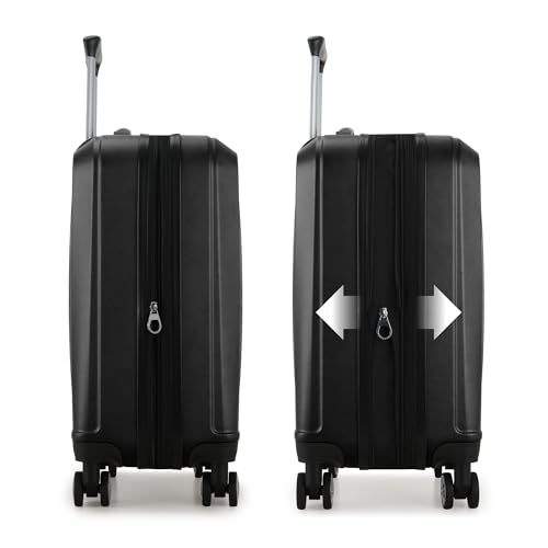 Expandable Hardside Spinner Luggage, Black, 21" Carry-on J909