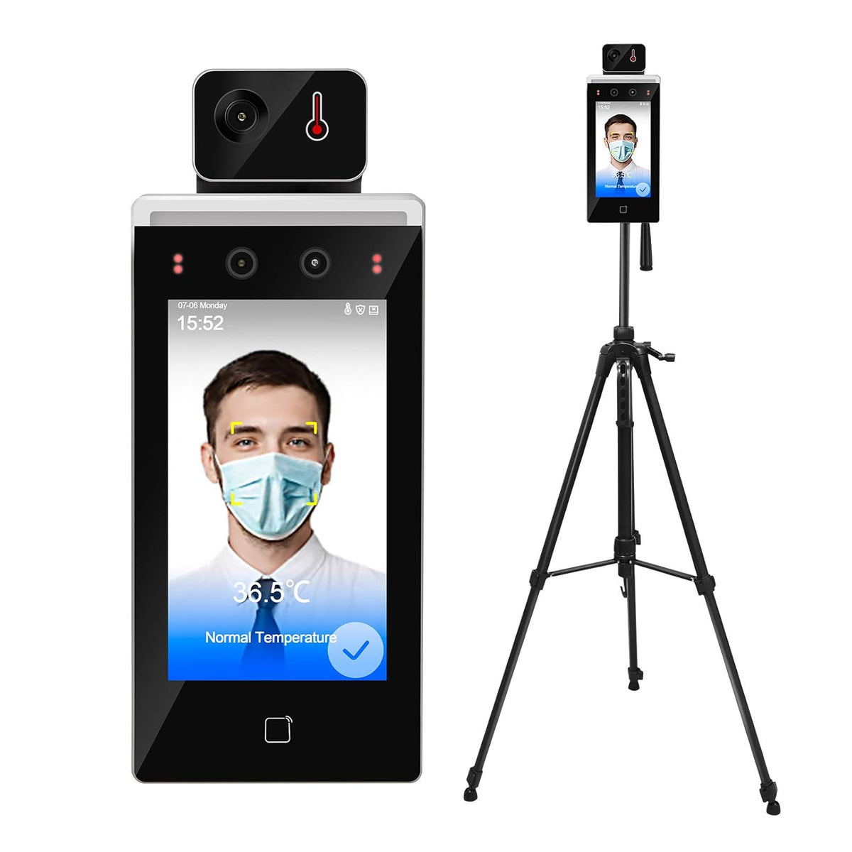 Face Recognition Temperature Measurement System Infrared Body Temperature Kiosk Thermal Scanner Access Control Punch Card Machine D190686