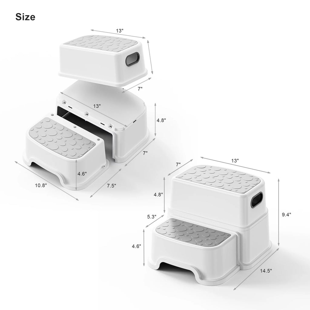 2 Step Stool for Kids Dual Height 9.5" Non-Slip G6824
