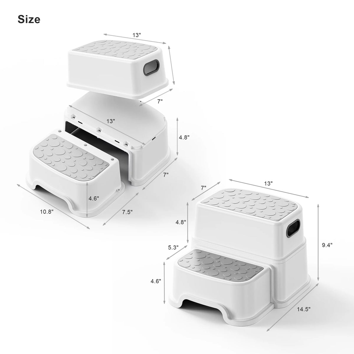 2 Step Stool for Kids Dual Height 9.5" Non-Slip G6824