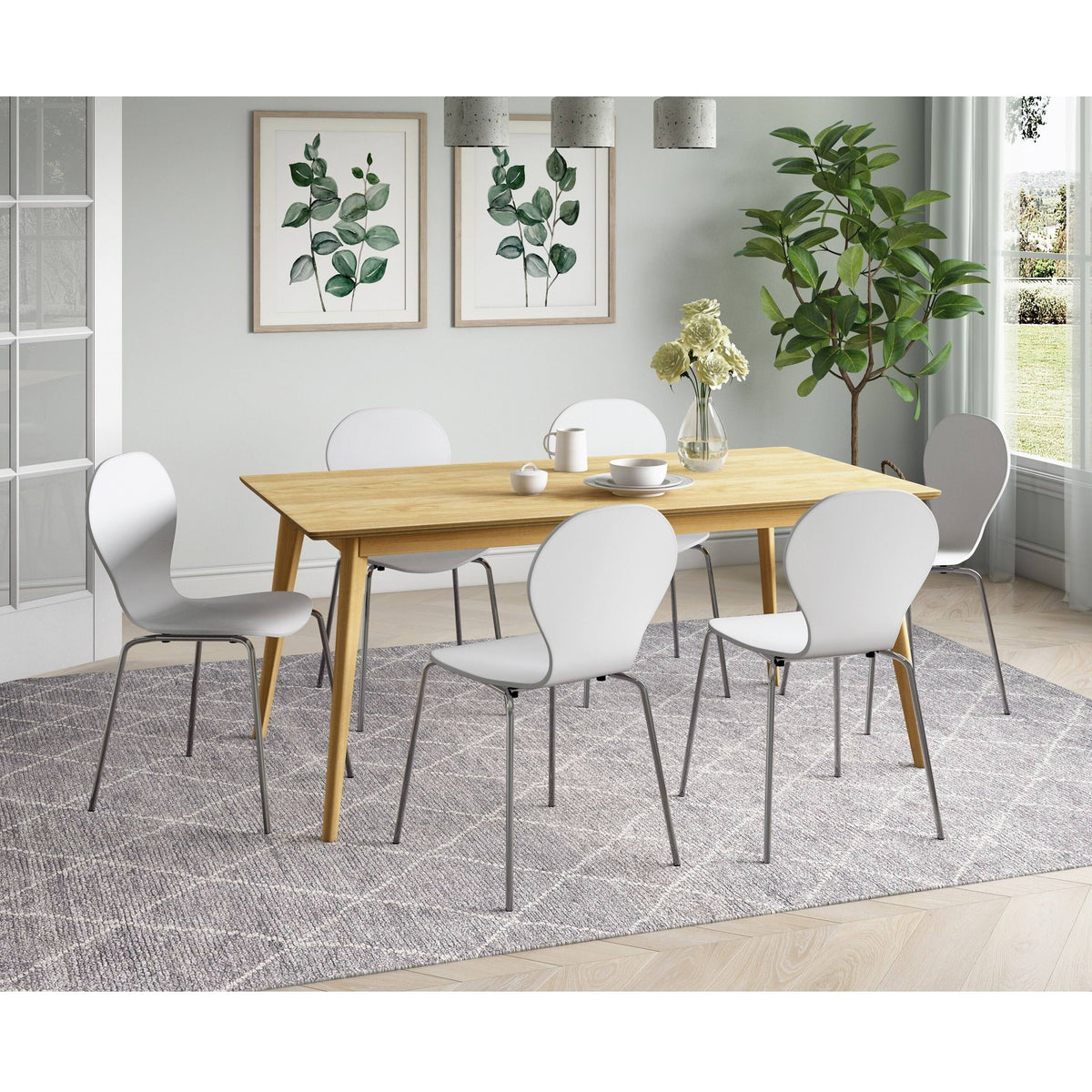White/Natural Rectangular Dining Table Y35339