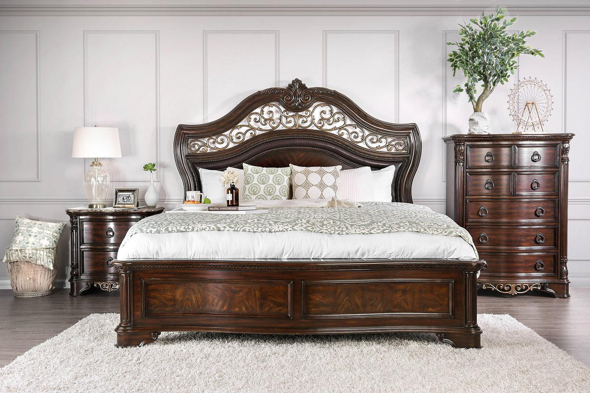 Brown Cherry Solid Wood King Bed B426840
