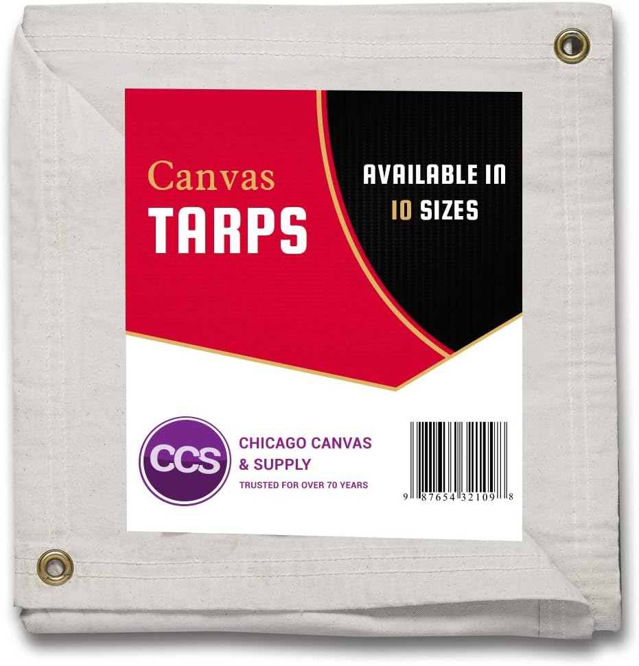 Gold 12 by 14 Feet Waterproof Canvas Tarp with Rustproof Grommets R42186