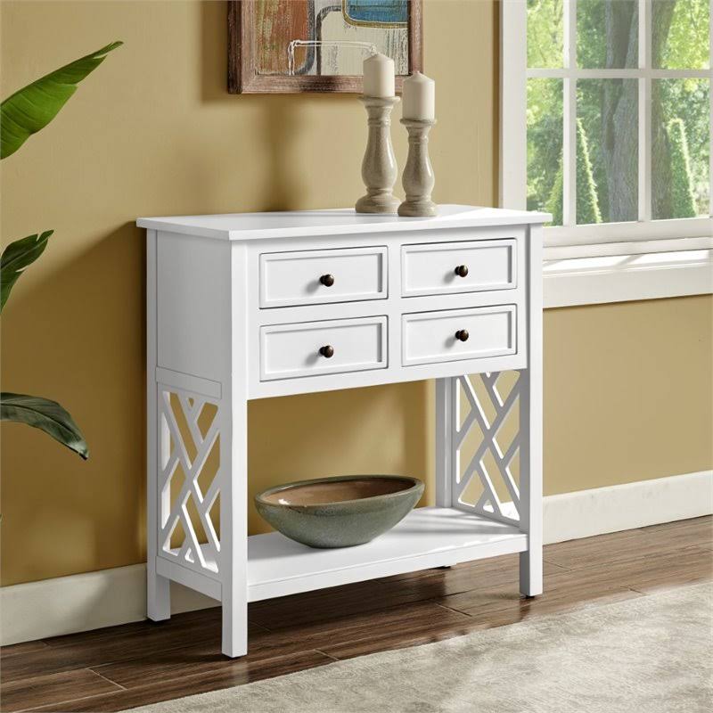 Wood Console Table with 4-Drawers W70015