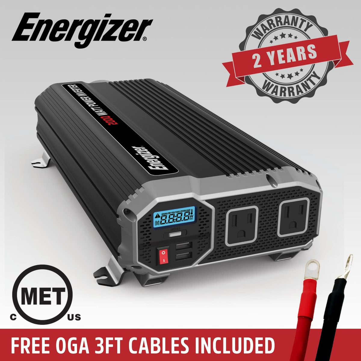 2000 Watts Power Inverter, 12v to 110v, Two AC Outlets, Two USB Ports, DC to AC Converter Y33461