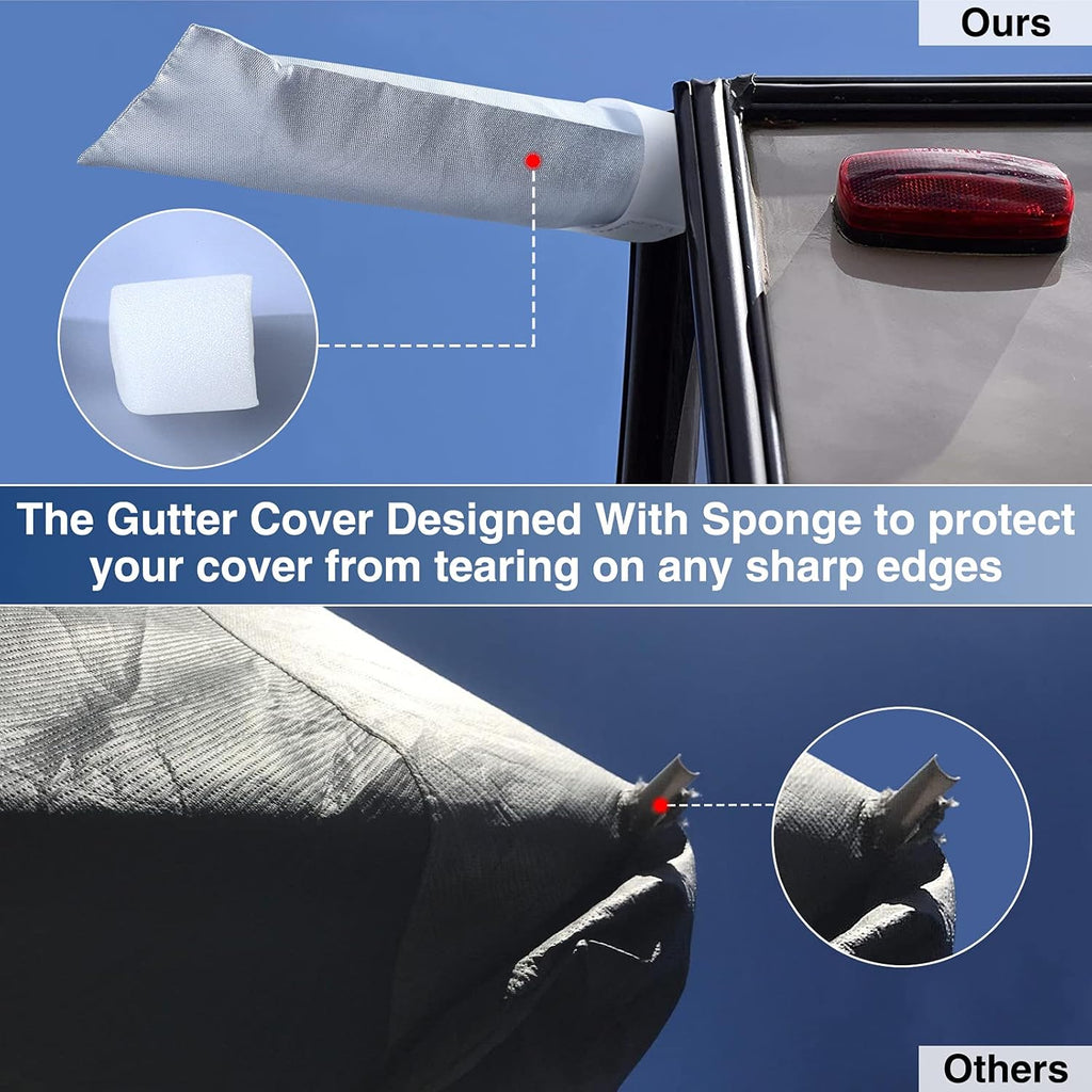Upgraded Waterproof 500D Travel Trailer Cover with 4 Tire Covers, Tongue Jack Cover B33962