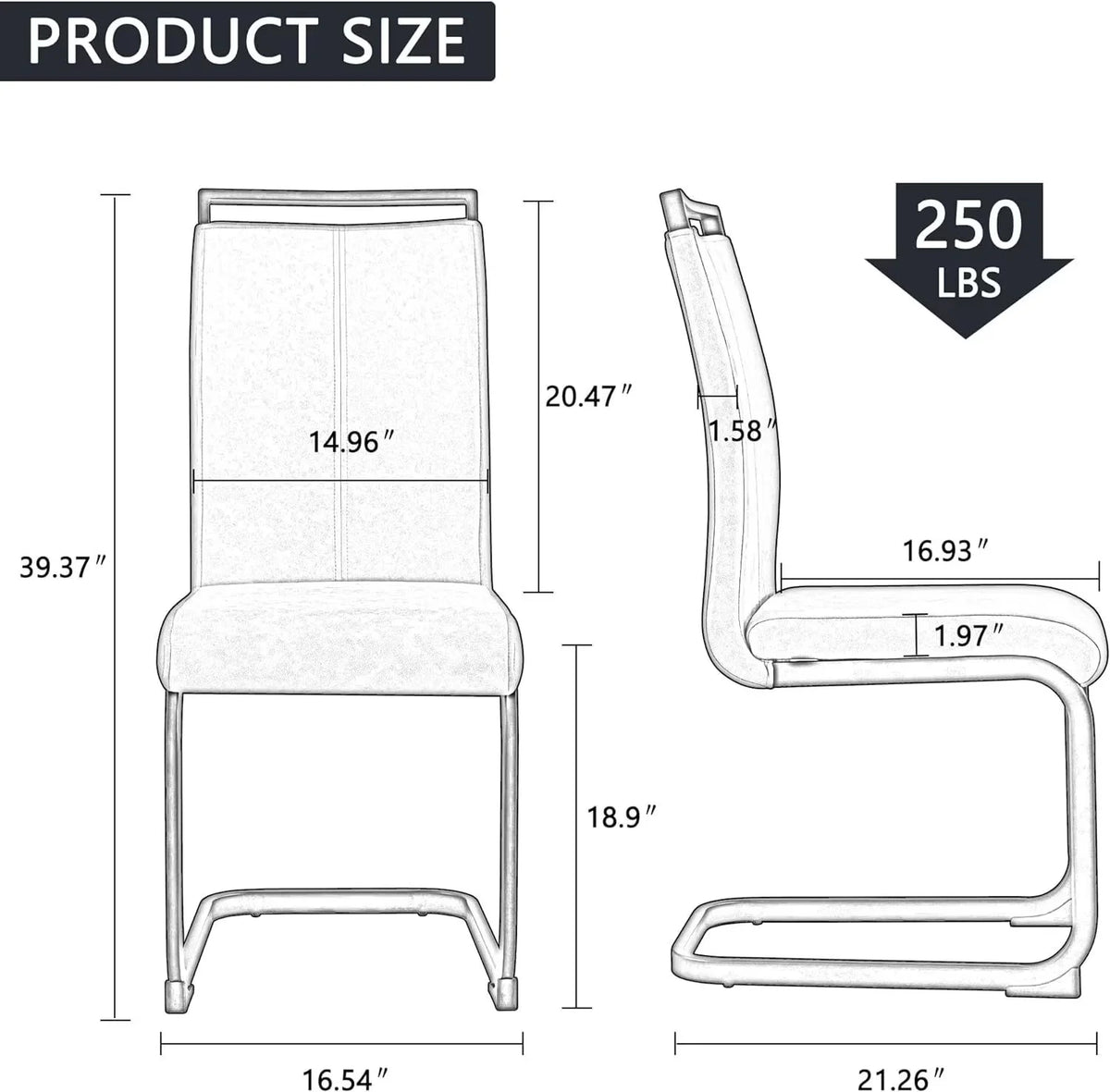 Soft Fabric Dining Chairs Set of 6 with Padded Seat Y58632
