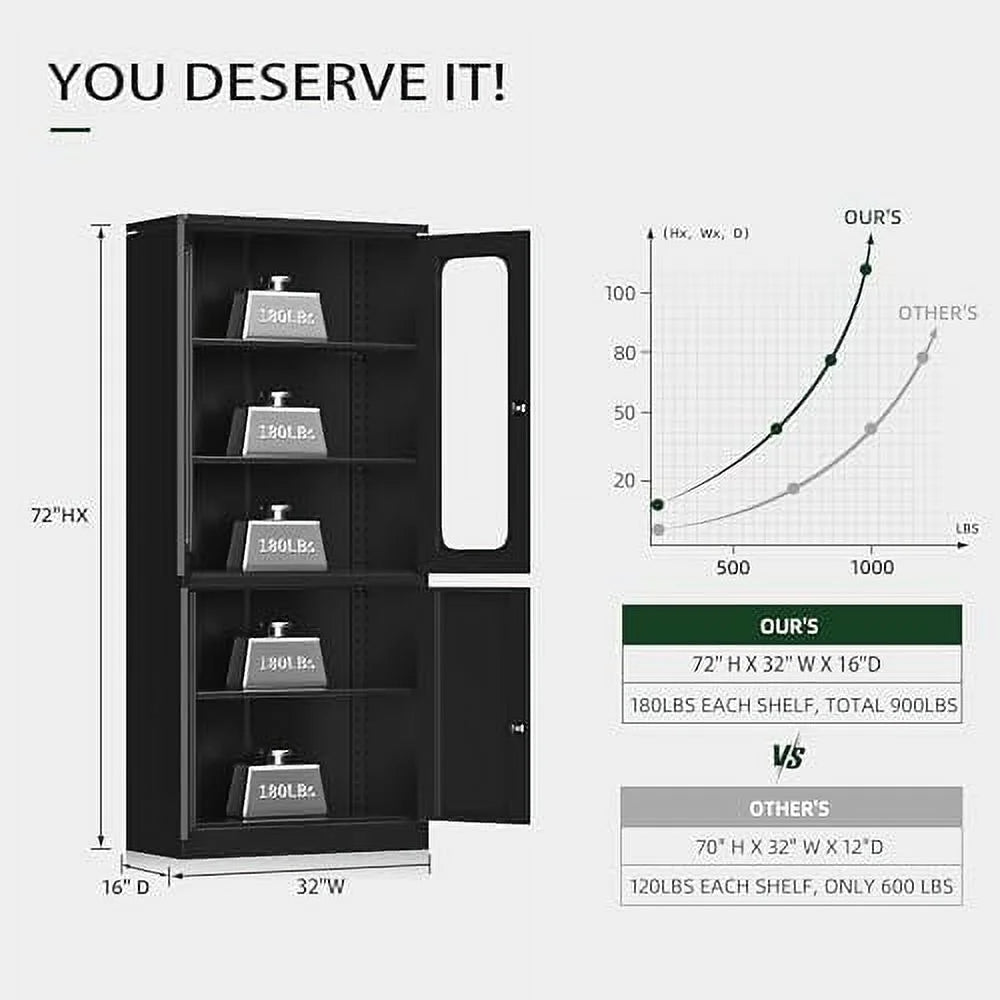 Black Glass Display Cabinet with 4 Shelves Z815025