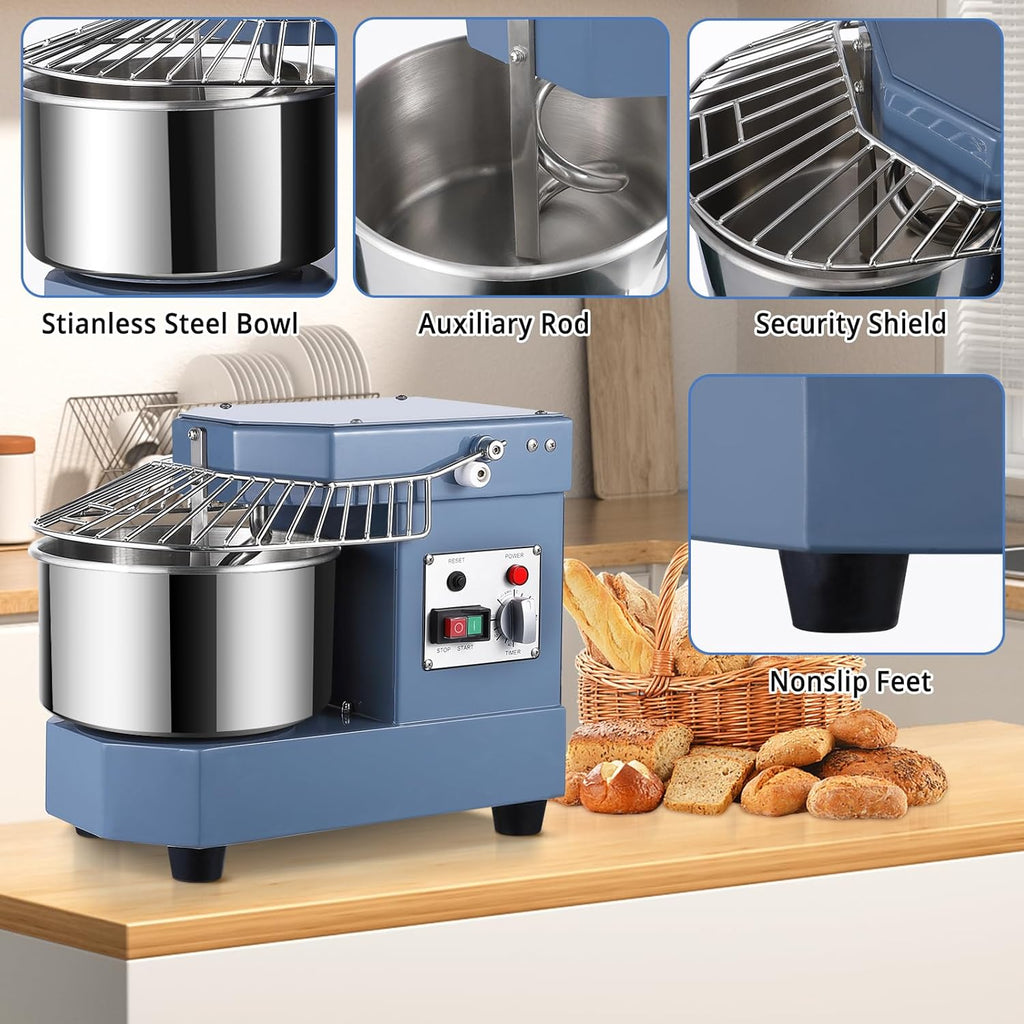 8.5Qt 450W Dual Rotating Dough Mixer with Stainless Steel Bowl B155957