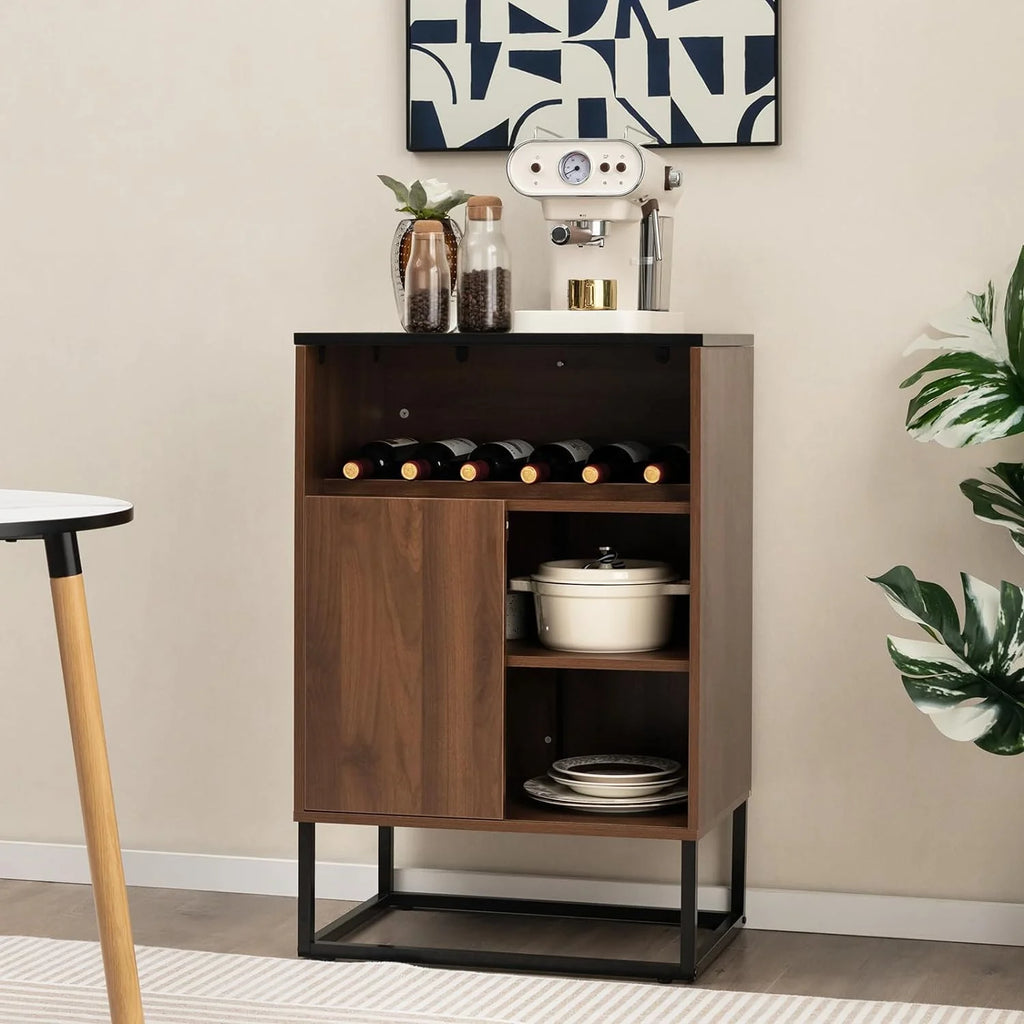 Wine Cabinet Sideboard Buffet with Tempered Glass Top Sliding Door H503