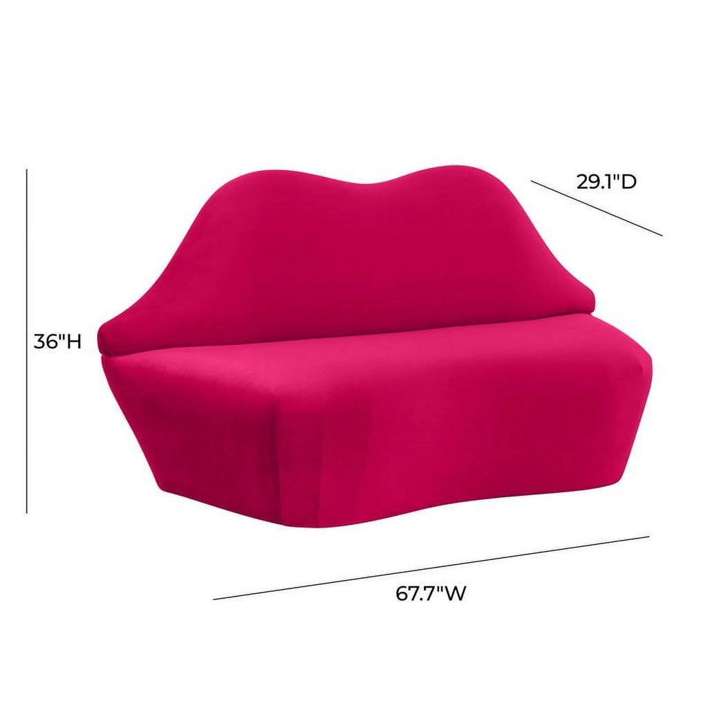 Pink Velvet Upholstered Wood Settee Sofa N37193