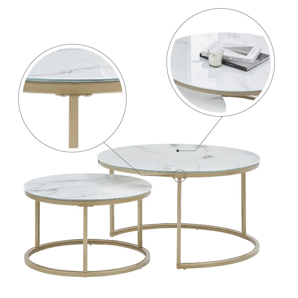 Coffee Table with Gold and Marble Patterns W415