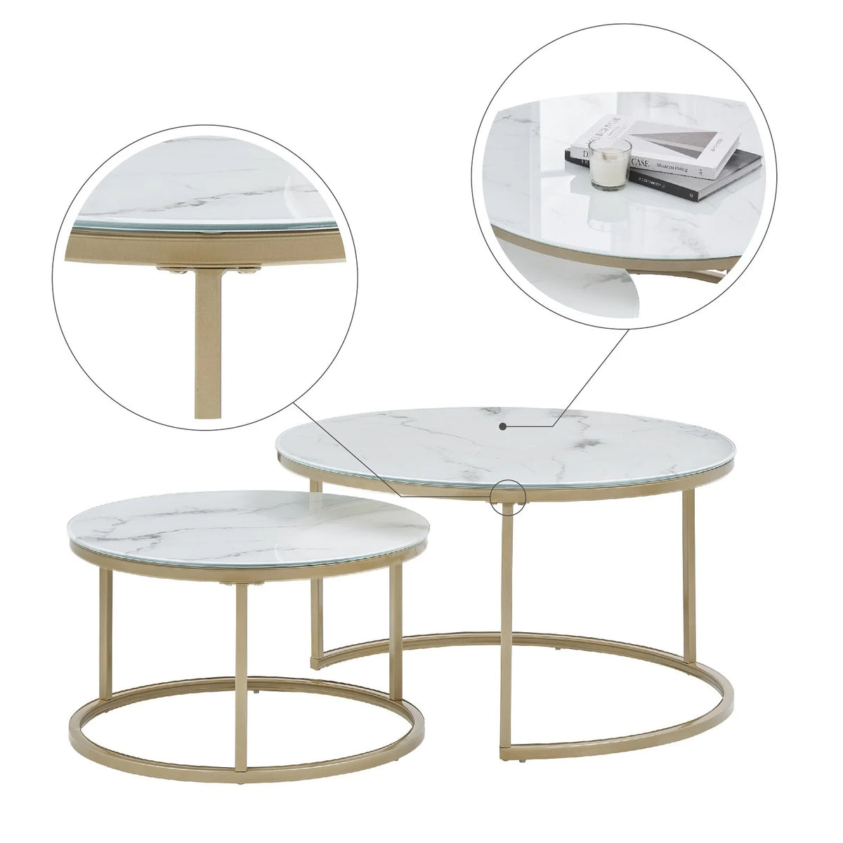 Coffee Table with Gold and Marble Patterns W415