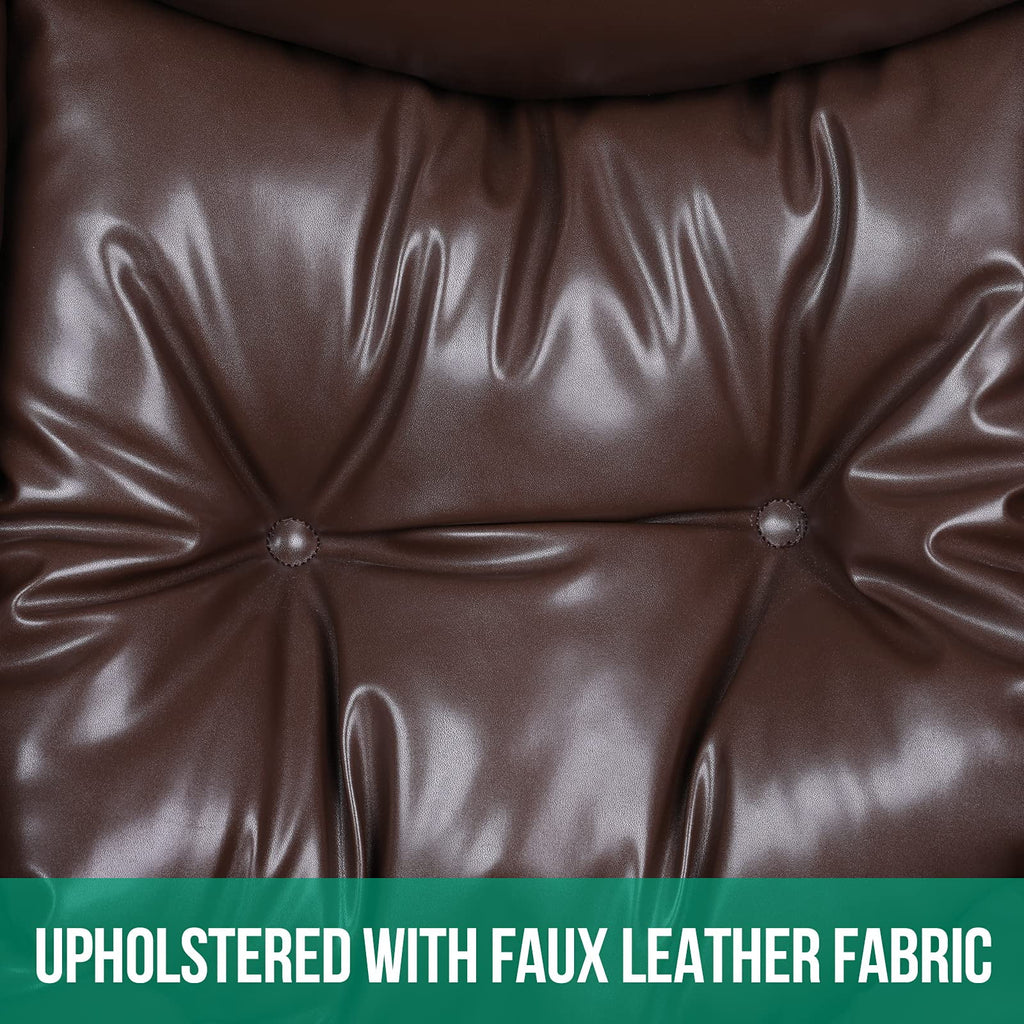 Brown Faux Leather Armchair with Side Pocket A8635