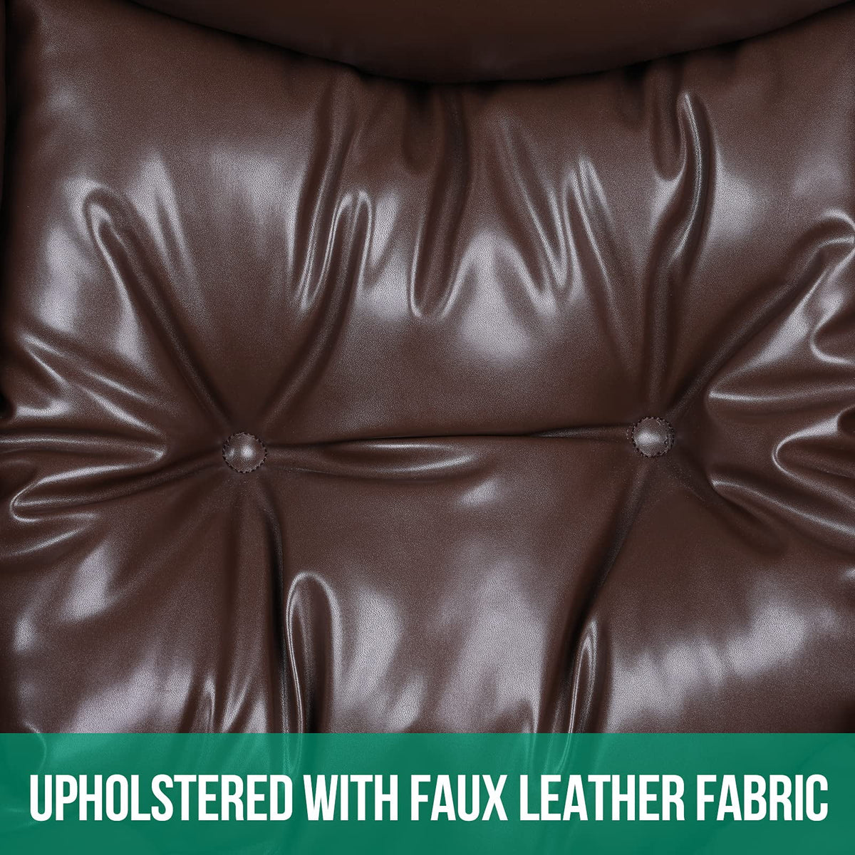 Brown Faux Leather Armchair with Side Pocket A8635