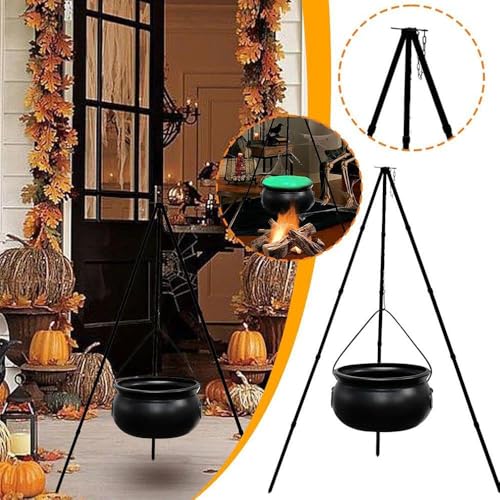 Black Plastic Cauldron with Lights 130cm O3555