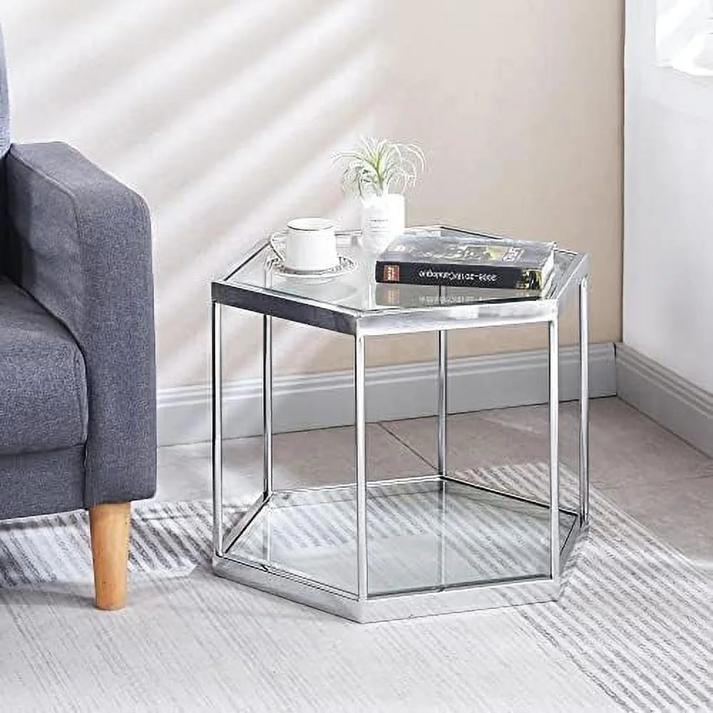 White Square Faux Marble End Table L27504