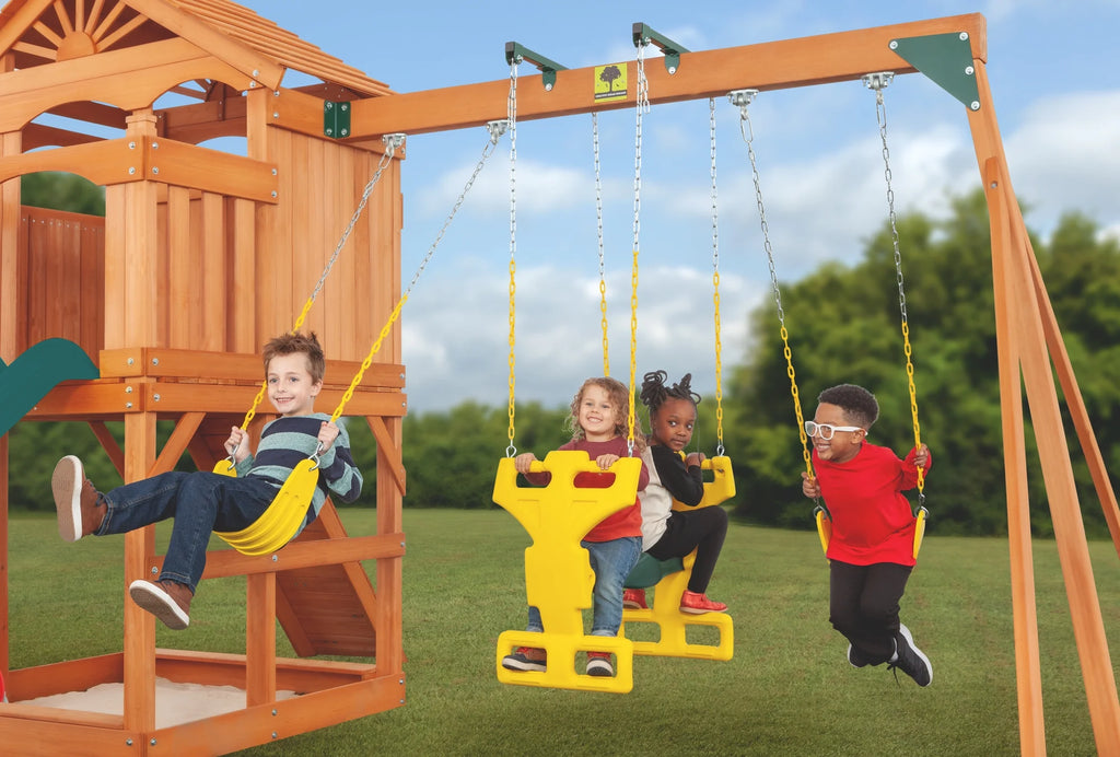 Wooden Playset with Slide and Swing W560063