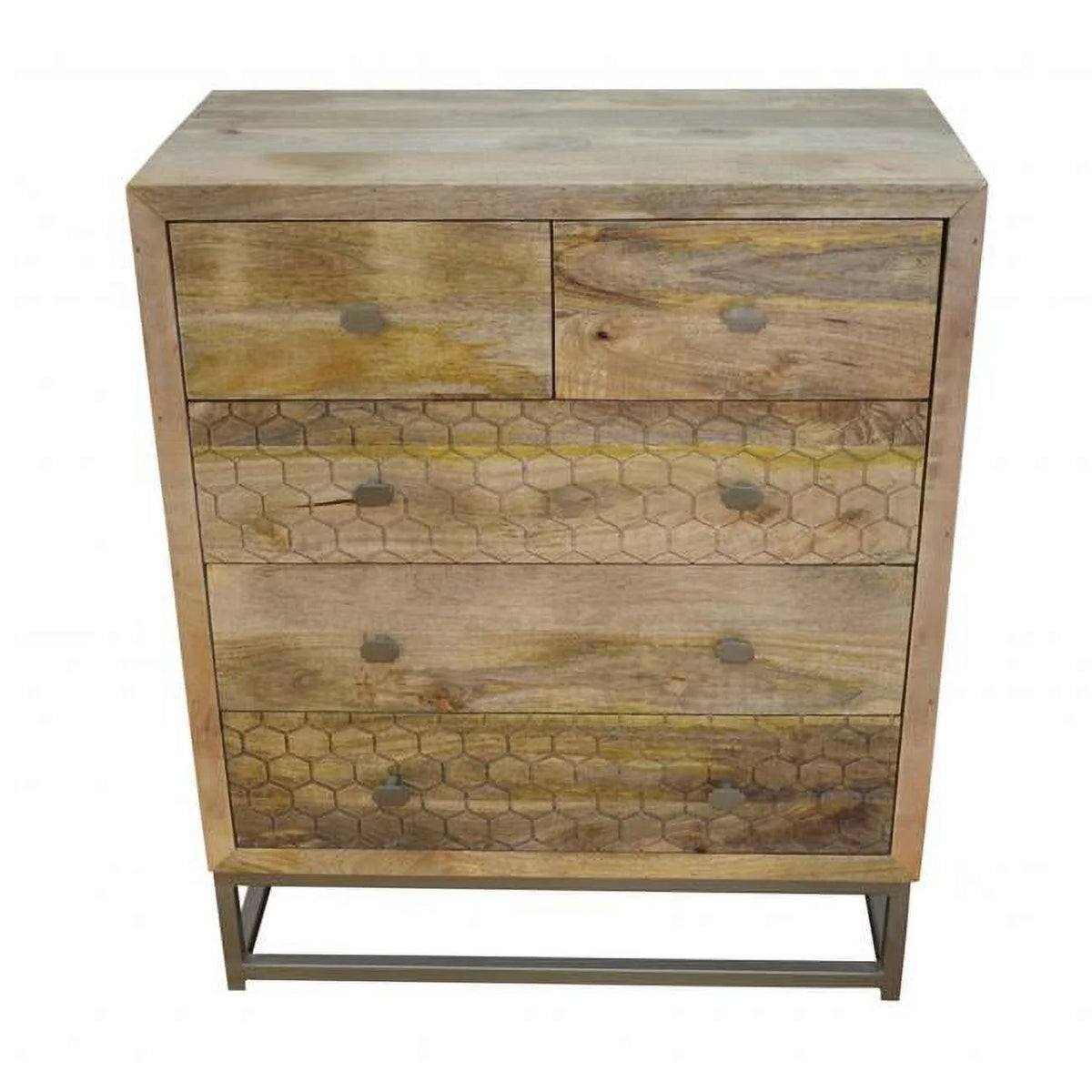 28 in. Solid Wood Five Drawer Chest, Brown X328530