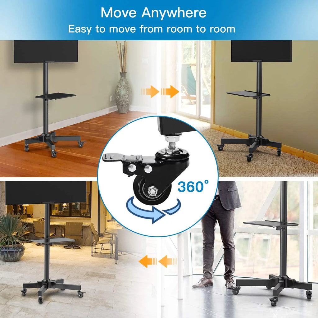 Rolling TV Stand with Wheels for 23-55 inch Flat Panel TVs, Black Z257