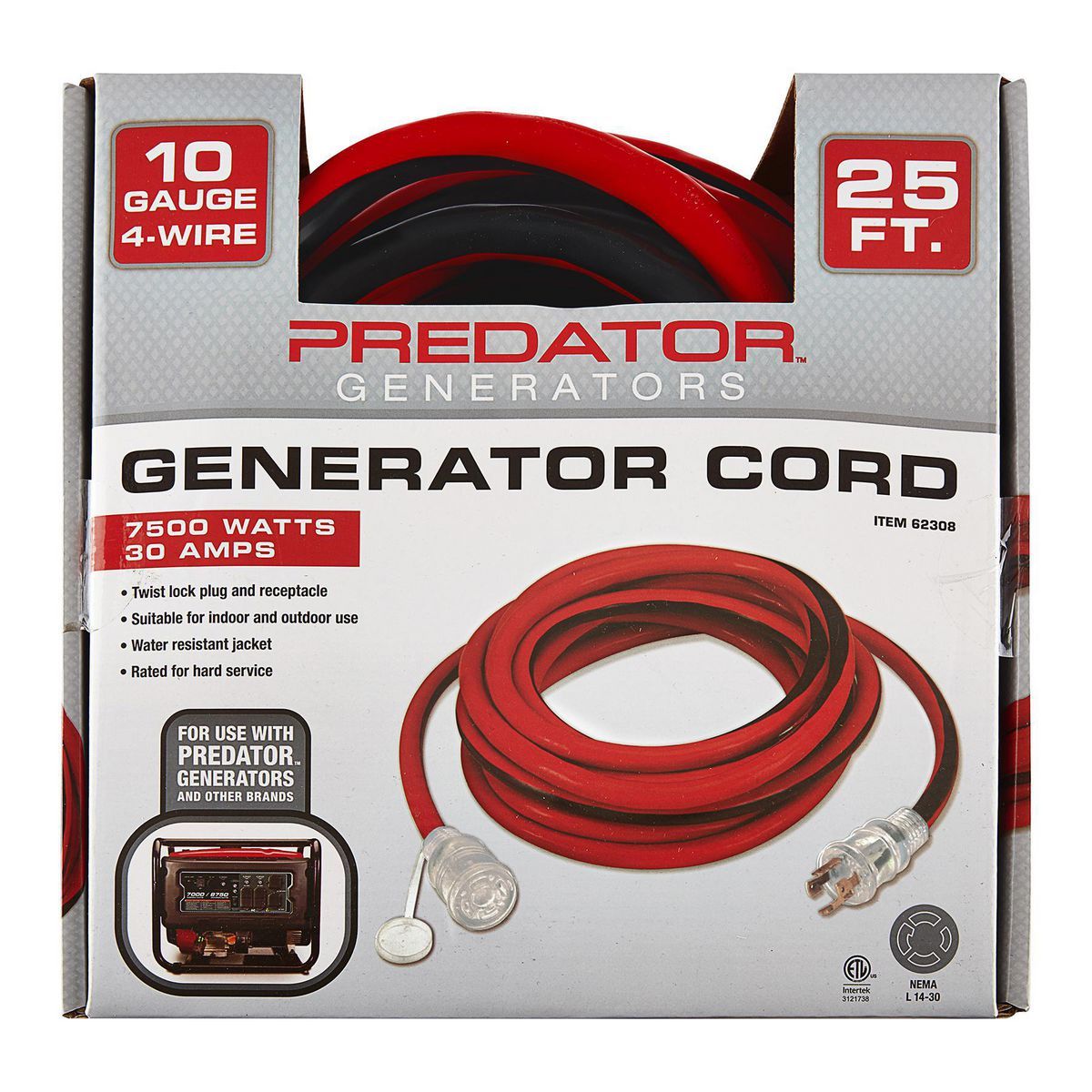 25 ft. 10 Gauge 30A Generator Extension Cord S703
