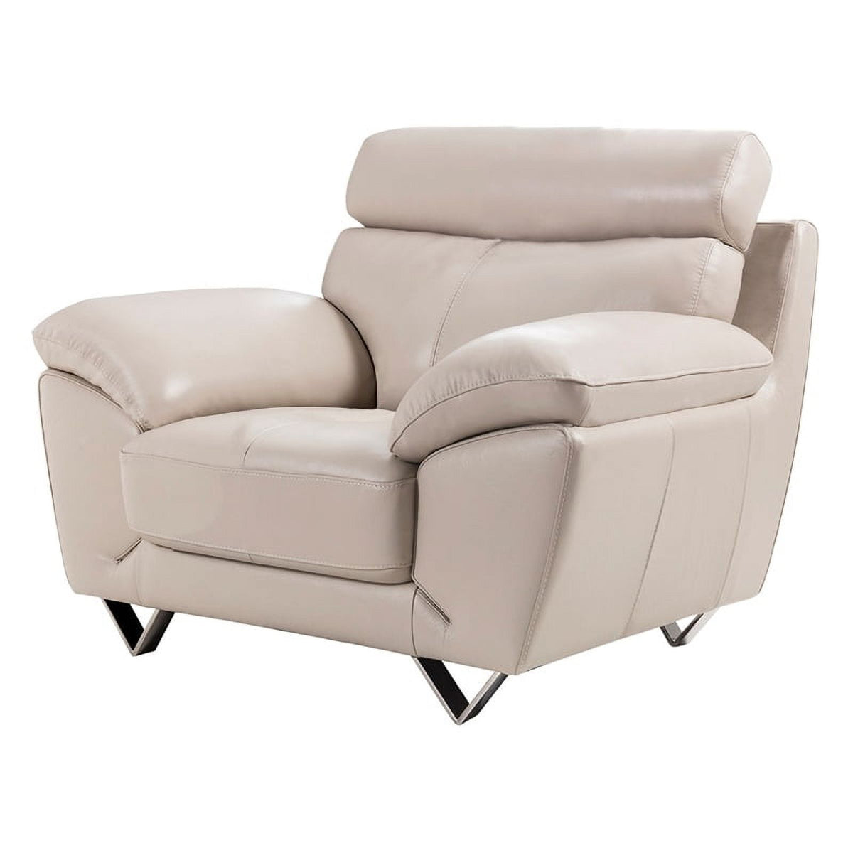 Light Gray Italian Leather Chair S229933
