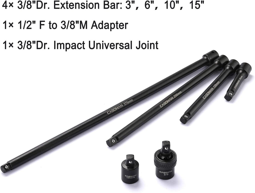 87 Pcs 3/8 Drive Impact Socket Set SAE & Metric CR-MO Steel R4279