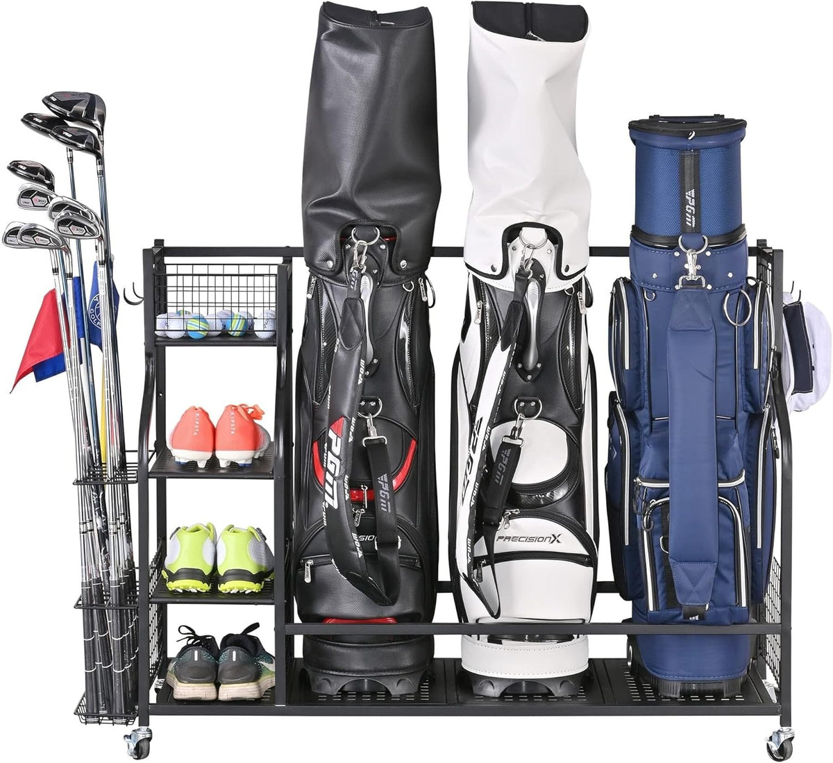 3 Full Size Golf Bags Storage Rack T1555