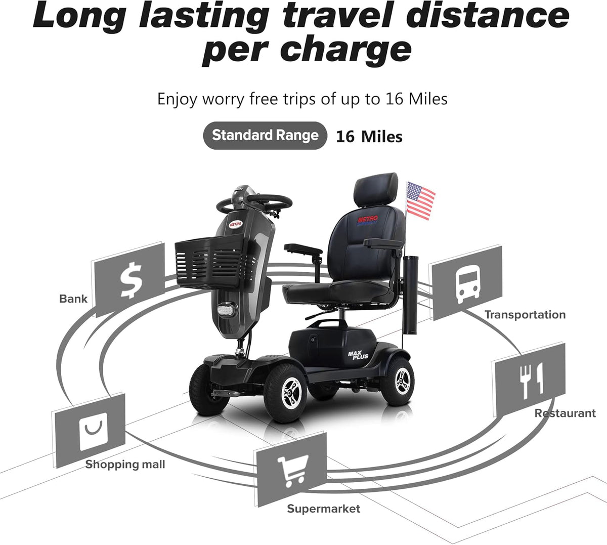 Grey 4 Wheel Motorized Scooter with 300 lbs Capacity C94782