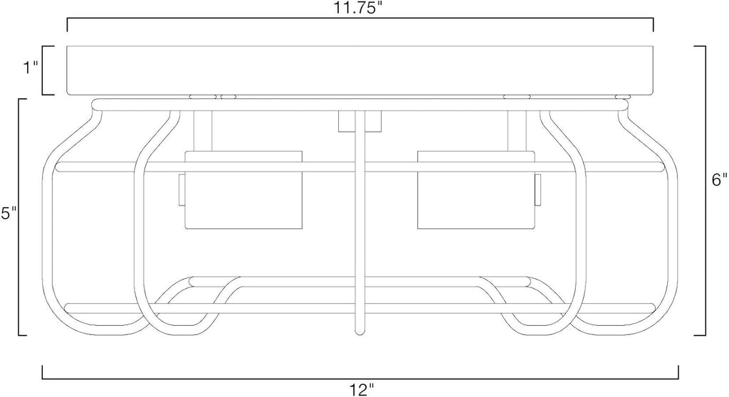 2-Light Metal Flush Mount Ceiling Light N7543