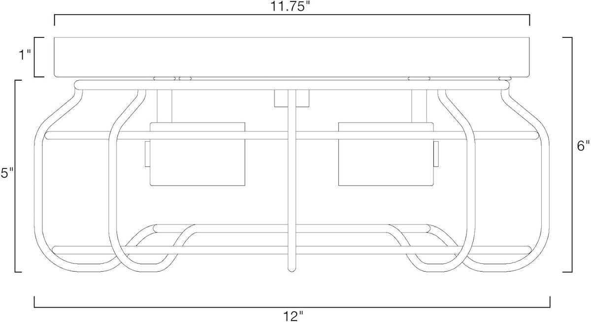 2-Light Metal Flush Mount Ceiling Light N7543