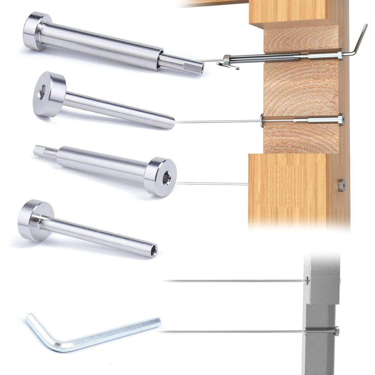 10 Pair Invisible Cable Railing Kit 1/8 Swage Tensioner and Terminal T316 Stainless Steel A246421