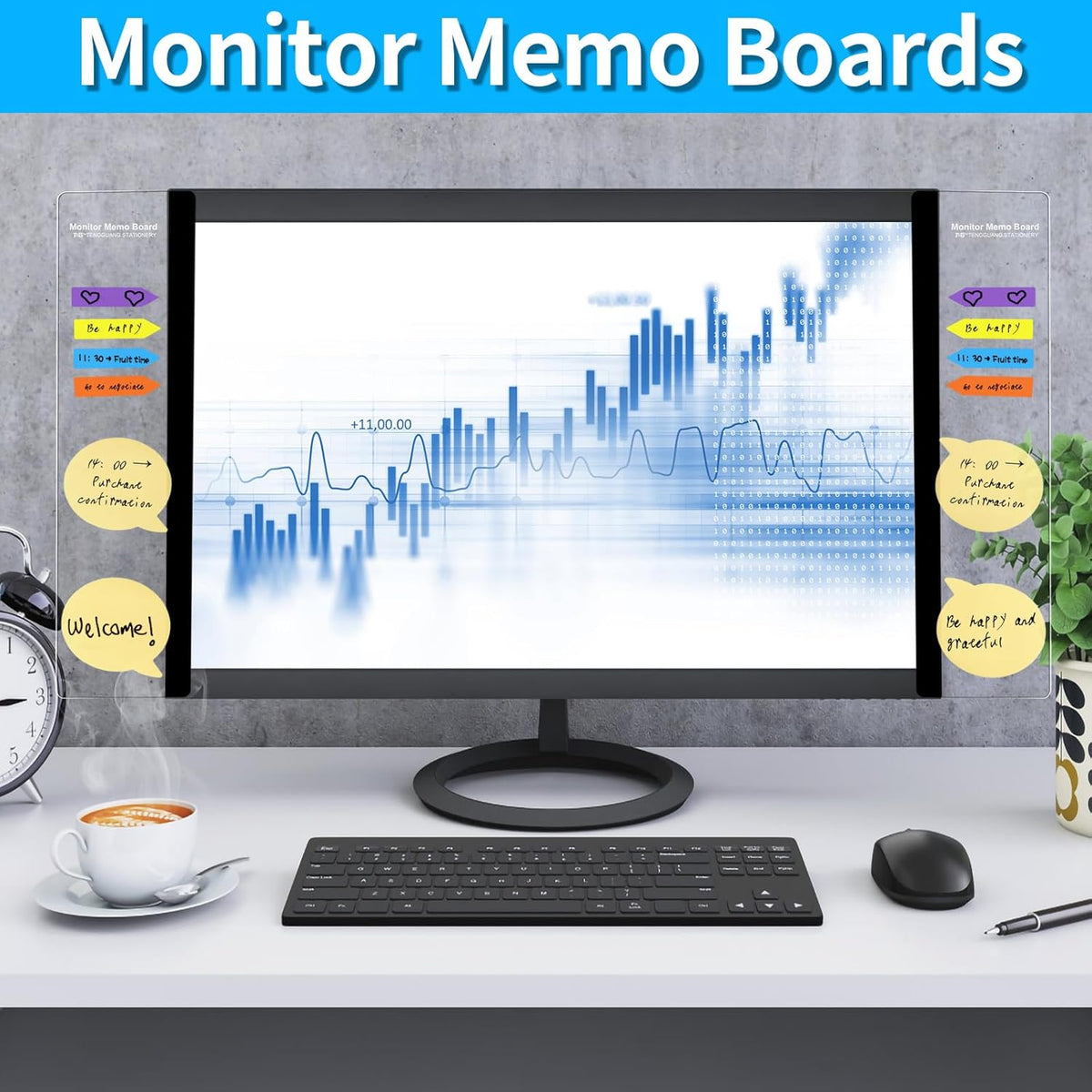 4PCS Acrylic Computer Monitor Memo Board R474379