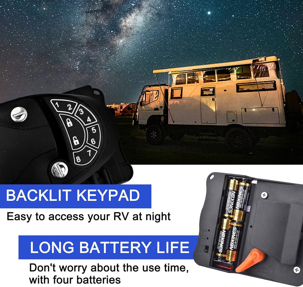 Waterproof & Shockproof RV Keyless Entry Door Lock with 2 Key Fobs and Backlit Keypad 100% Metal H818872